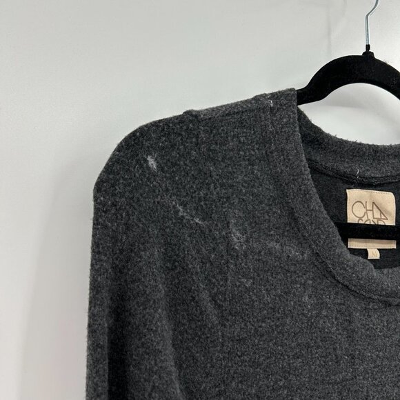NWT CHASER *Flawed* Dark Gray Black Super Soft Crew Neck Pullover Sweater Medium - Picture 4 of 4
